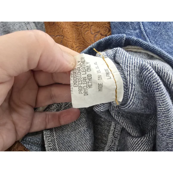 Frontier Vtg Denim Leather Cropped 1 Button Western Jacket. Ladies Size Large - Picture 7 of 15